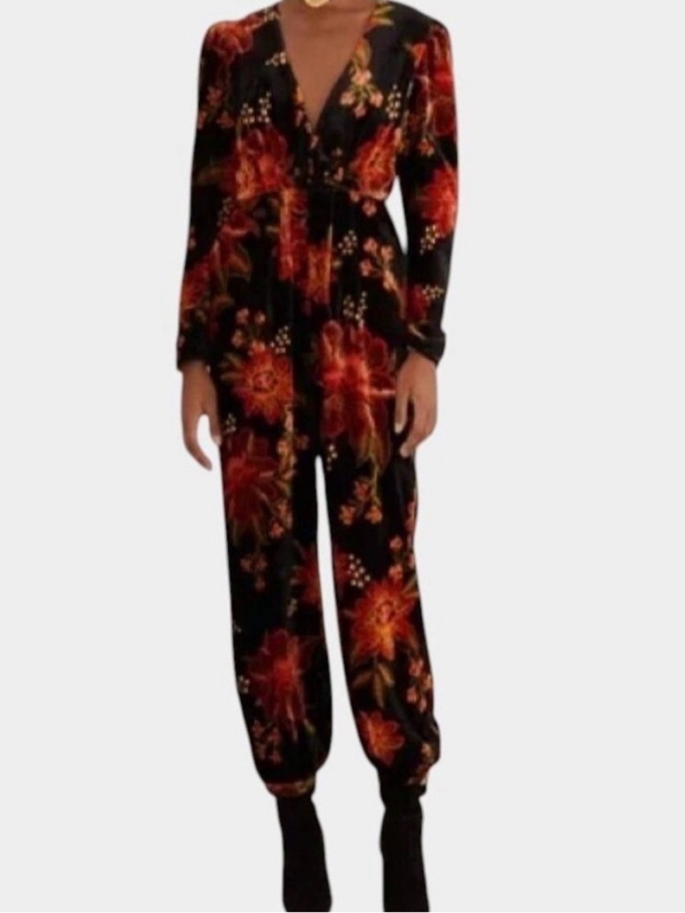 FARM Rio Black Winter Bloom Jumpsuit Sz Small! NWT